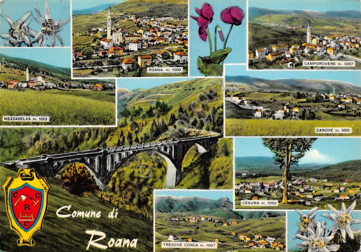 Cartolina Roana vedute Canove Camporovere Cesuna (Vicenza)
