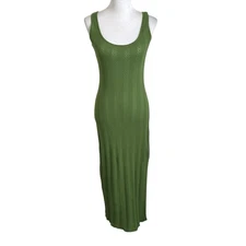 Frnch Paris Womens Anam Knitted Maxi Tank Dress Sz Small Green Side Slit