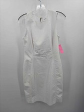 Pre-Owned Calvin Klein White Size 6 Bodycon Knee Length Sleeveless Dress