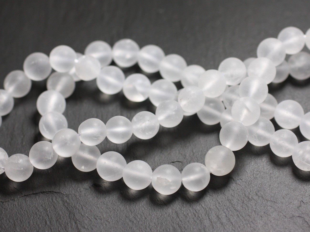 Perles de Pierre en Quartz Mat 8mm | Cristal de Roche Véritable pour Joaillerie Fil 39cm