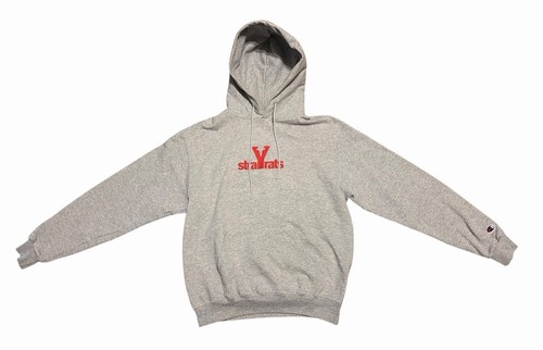 Stray Rats Champion Sweatshirt Mens Medium Gray Logo Graphic Hoodie Distressed