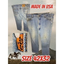 Levis 517 Jeans 42x32 straight leg Light Wash Blue USA Made orange Tab VTG