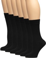 Women's Bamboo Dress Crew Socks, Soft Seamless Toe, 6 Pairs, by Hugh Ugoli