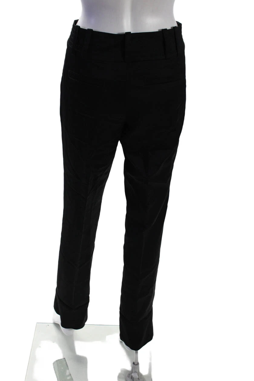 Tory Burch pantaloni eleganti donna neri misto lana vita alta plissettati taglia 4