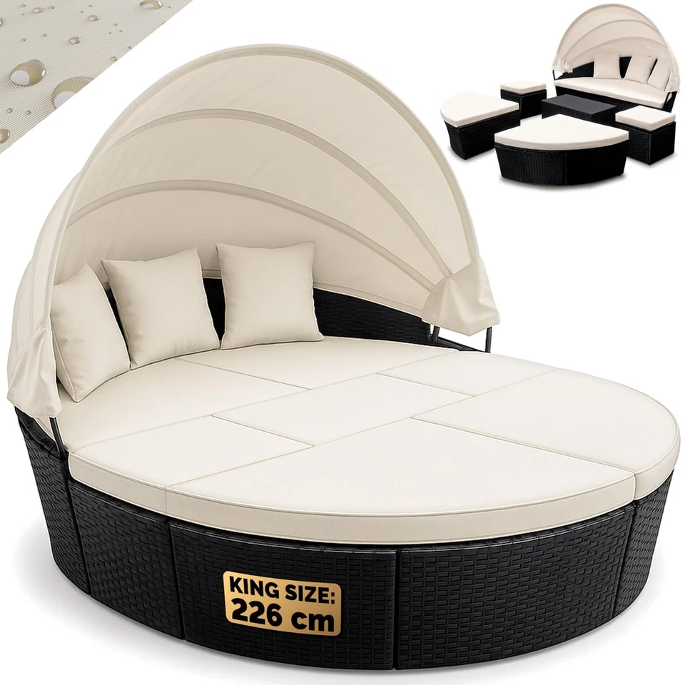 CASARIA® Doppelliege Sonneninsel Lounge XXL mit Faltdach Polyrattan Sitzgruppe