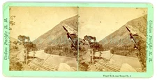 Ogden Utah UT - FINGER ROCK ON UNION PACIFIC RAILROAD - Stereoview Weber Canyon