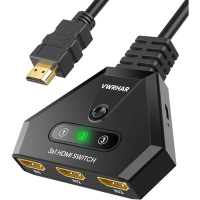 HDMI Splitter HDMI Switch 4K, UHD HDR Automatic HDMI Splitter 3 in 1 Out, HD