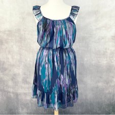 Old Navy Chiffon Dress Women XL Watercolor Abstract Flowy Romantic Indie Fairy