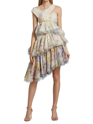 zimmermann asymmetric dress Tango Mango Red Floral A-line Dress with Sleeves main image 0