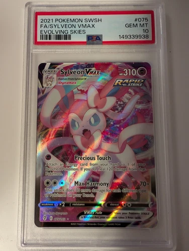 2021 POKEMON SWORD & SHIELD EVOLVING SKIES #075 FULL ART/SYLVEON VMAX PSA 10