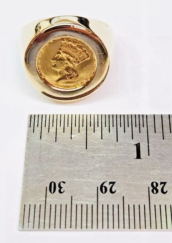 Pre-1933 GOLD 7500 Mintage 1887 $1 ONE-DOLLAR 22k GOLD COIN & 14k RING SIZE 7.25 - Image 4 of 4