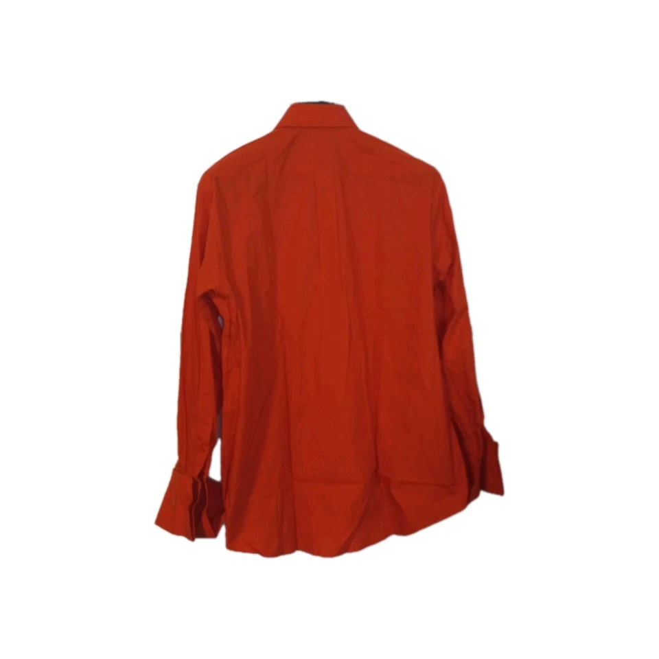 Camisa de diseñador de vestir formal para hombre naranja mandrina cuello recto puño francés Foto 2 de 4