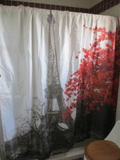 FRENCH theme France Paris Eiffel Tower 73"w x 68" L SHOWER CURTAIN rings liner
