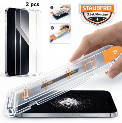 2X DISPLAY SCHUTZGLAS PANZERFOLIE FÜR IPHONE 14 15 16 17 PRO MAX + ANBRINGHILFE 