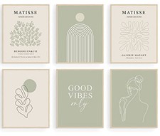 Prints, Abstract Matisse Wall Art 8x10 Inch Sage Green Matisse Wall Art