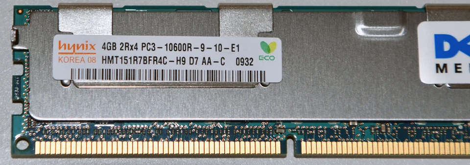 16GB 4x4GB Dell SNPNN876C/4G 2RX4 PC3-10600R 1333 REG 99L0287 P910367 RAM Memory - Image 3 of 4