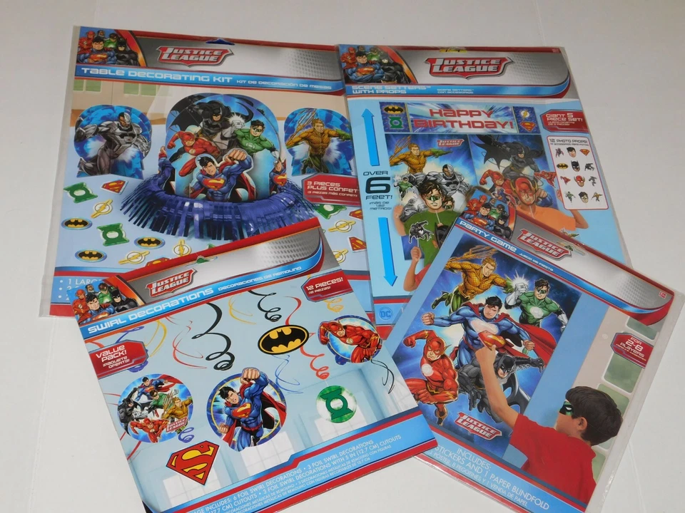 Liga de la Justicia Superman Batman Fiesta de Cumpleaños Mesa Remolino Decoraciones Juego Foto 2 de 2