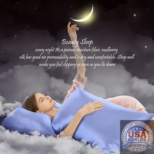 Cornflower Blue Mulberry Silk Pillowcase Soft Breathable Zippered 1 Pc 26" x 20"