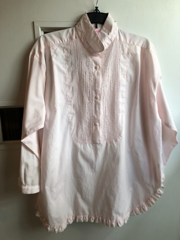 Vintage "la Femme - It's Miami's Fashion" Blouse Pink Long Sleeve Ruffled Hem, L