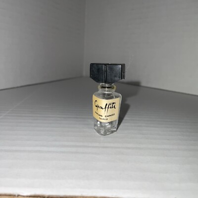 Vintage Mini Glass Perfume Bottle Graffiti Paris Triangle  Empty Bottle  1 1/2 