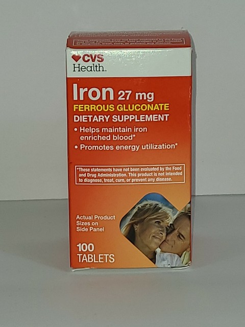 2-cvs Health Iron 27mg Ferrous Gluconate 100 Tablets EA Open Boxes Exp3 ...