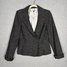 Tahari Blazer Womens Size 6 Tweed Double Breasted Cuff Royal Suit Career READ