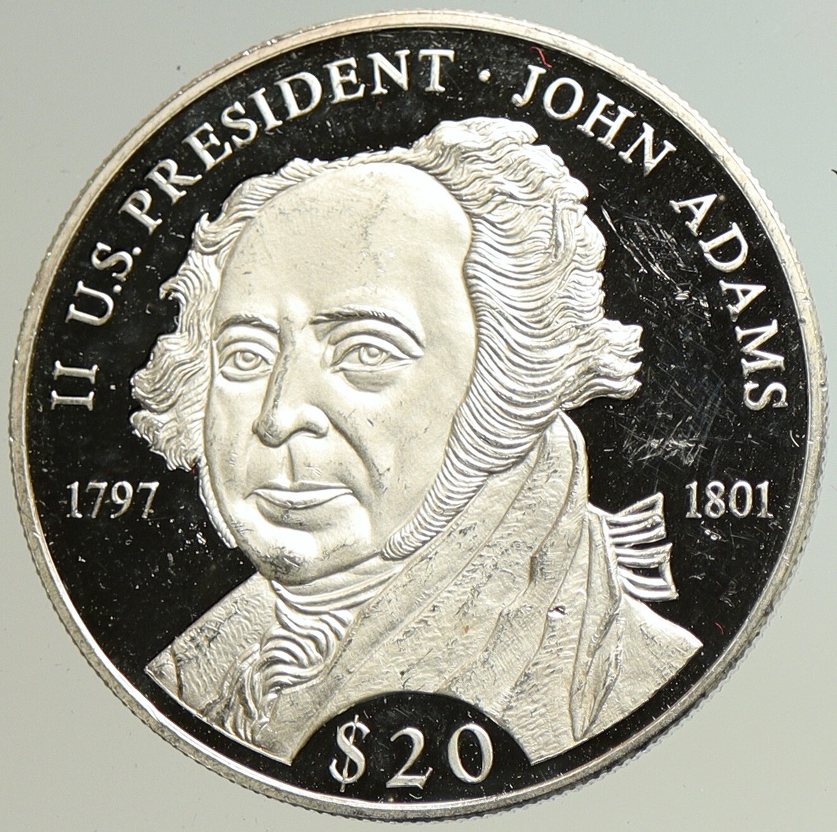 2000 LIBERIA USA Second President JOHN ADAMS Proof Silver 20