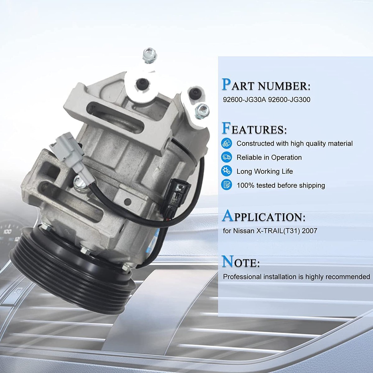 6PK A/C Compressor 92600-JG30A 92600-JG300 for Nissan X-Trail(T31