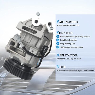 6PK A/C Compressor 92600-JG30A 92600-JG300 for Nissan X-Trail(T31