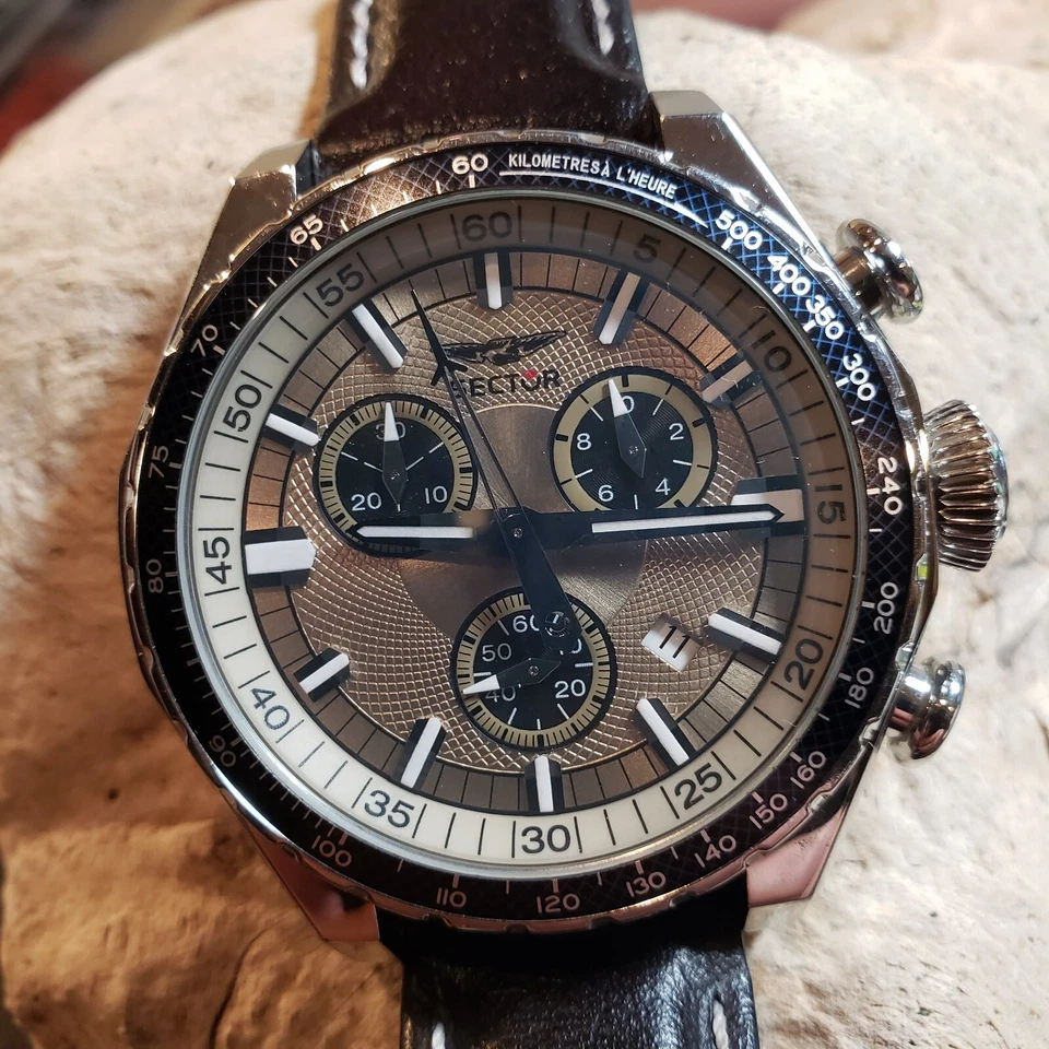 Sector No Limits 280 Chronograph Tachymeter 100M Italian Men's Watch Leather - Image 4 of 4