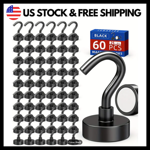 60 Pack Magnetic Hooks Heavy Duty 25Lbs Strong Magnet Hooks for Kitchen Home