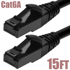 15FT Cat6A RJ45 Network LAN Ethernet UTP Patch Cable TPE Outdoor 500MHz Black