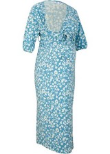 Umstandskleid / Stillkleid mit Bindeband Gr. 40/42 Türkis Weiss Jersey-Kleid Neu