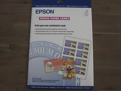 Epson Photo Paper Cards 8 Karten / Blatt pro Din A4 Blatt S041177 Pack 10 Blatt 