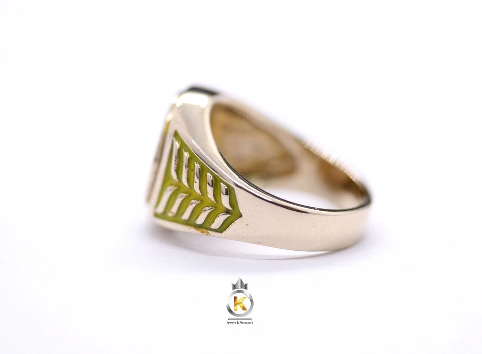 Yellow Ring Yellow Lantern Brass Ring Yellow Enamel Yellow Lantern Ring Brass - Image 4 of 4