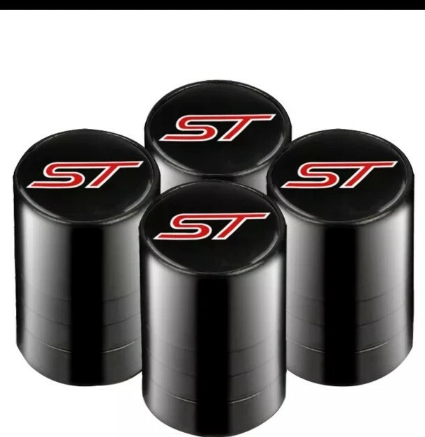 Black ST valve caps dust caps metal alloy x4 fiesta focus eBay
