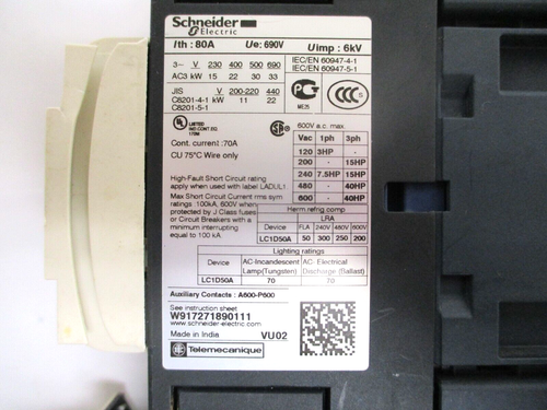 Schneider LC1D50A TesysDeca Power Contactor, DIN Rail at ₹ 3198 in New