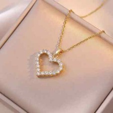 Creative Shiny Romantic Heart Shape Pendant Necklace Simple Stylish Birthday New