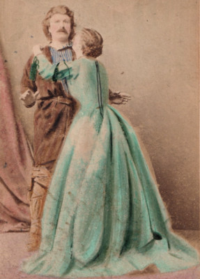 Viktorianisches CDV-Foto Schauspieler Henry Gartside Neville & Kate Terry die Leibeigenen spielen