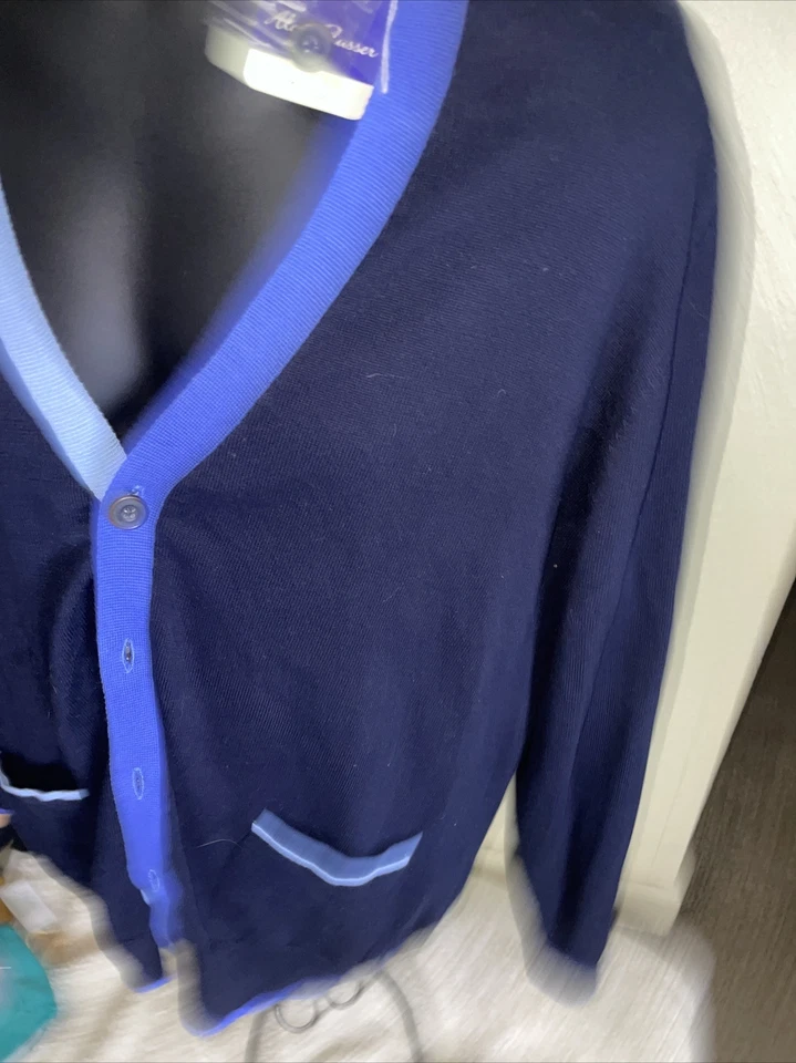 Cárdigan Alan River Botón Completo Tonos Azules Talla Grande Para Hombre Manga Larga Para Hombre Foto 4 de 4