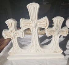 Ceramic Cross's 3 White Table Top or Mantel Very Pretty Christmas or Easter 