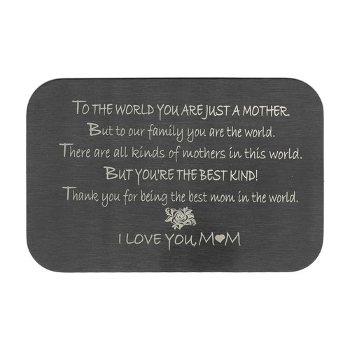Tarjeta de inserto billetera de metal con grabado negro de acero inoxidable madre ""I Love You Mom - Imagen 12 de 16