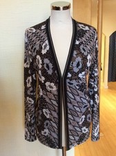 Riani Soft Jacket Size 12 Bnwt Black Grey Brown Cream Patterned Rrp £195 Now £49