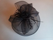 Feather or Black Mesh Headband Fascinator Hat Headpiece Cocktail, Church, Derby