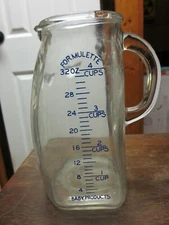 Vintage Formulette Formula Glass Measuring Pitcher 4 Cup 32oz Baby Formula Mixer