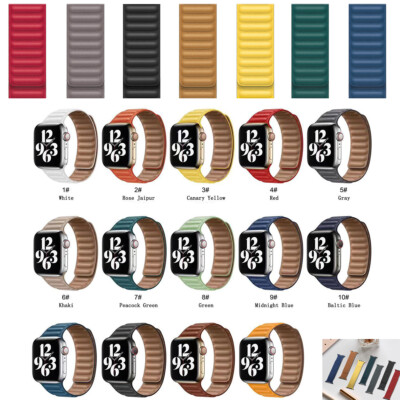 Magnetic Leather Loop Link Strap For Apple Series 10 9 8-2 Watchband 41/42/44mm
