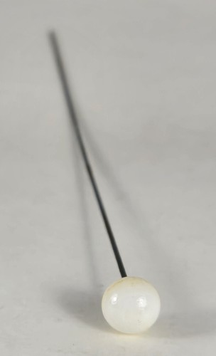 Antique Victorian White Glass Ball Button Bead Hat Hair Pin Metal Shaft 8"" - Picture 3 of 6