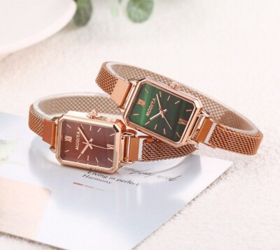 Delicate Magnetic Metal Mesh Strap Women Girl Ladies Analogue