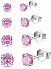 100% Real 925 Sterling Silver Solitaire Crystal Cut Helix Stud Earrings 2-8MM