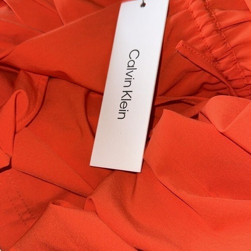 NWT $139 Calvin Klein Comm V-Neck Sleeveless Jumpsuit In Color Flame / Orange 8 - 第 7/9 張圖片
